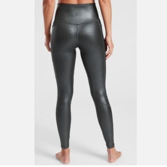 Athleta Inclination Moto Shimmer High Waisted Ankle Leggings Medium - Picture 2 of 7